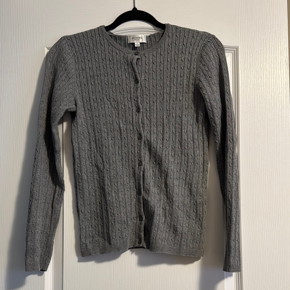 Jones Sport Gray Cable Knit Cardigan